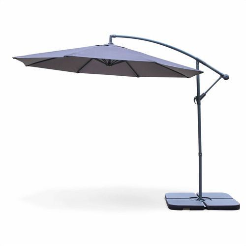 Parasol Déporté 3x3m - Hardelot - Coloris Gris Structure Anthracite Manivelle Anti-Retour