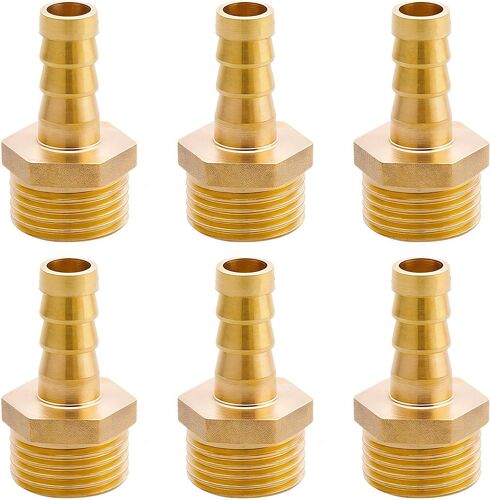 KALANKA-Embout de tuyau en laiton G1/2""(Ø20,3mm) mâle x 3/8"" douille,6 pièces Raccord de tuyau en laiton Crochet 10mm x G1/2"" adaptateur de tube,Embout de tuyau Raccord Raccord fileté en laiton