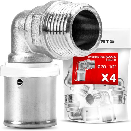 KALANKA-- 4 pièces - Raccord à sertir - raccord coude male à sertir - raccord à sertir multicouche Ø20-1/2" (15/21) contour TH - pour raccorder un tube multicouche de diamètre 20