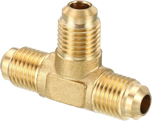 KALANKA-1/4"" x 1/4"" x 1/4"" Laiton Tuyau Raccord, Flare Té Tube Raccord Tuyau Adaptateur Connecteur pour Climatisateur Réfrigération Plomberie