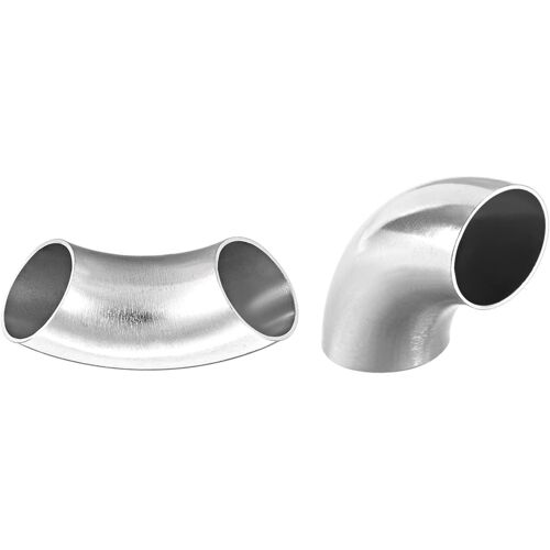 KALANKA-7/8 pouce(Extérieur Diamètre) 304 Inox Acier Soudure Bout-à-Bout Tuyau Raccord - 2Paquet - Bien pour Tuyau Connexion - 90 Degré Long Rayon Coude - Argent Ton