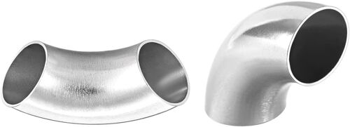 KALANKA-7/8 pouce(Extérieur Diamètre) 304 Inox Acier Soudure Bout-à-Bout Tuyau Raccord - 2Paquet - Bien pour Tuyau Connexion - 90 Degré Long Rayon Coude - Argent Ton