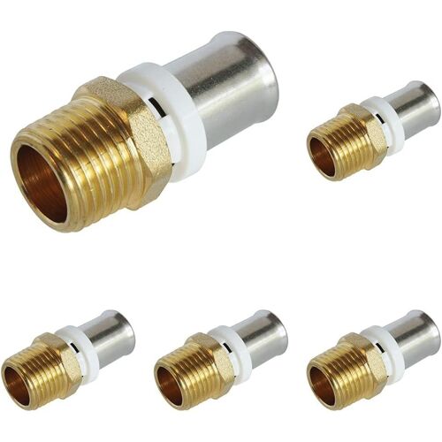 KALANKA-- /5608-16-15 - Raccord droit Mâle à sertir pour tube Multicouche Ø16 - Mâle 15/21 (1/2'') Permet de raccorder un tube Multicouche de diamètre Ø16 Gris (Lot de 5)