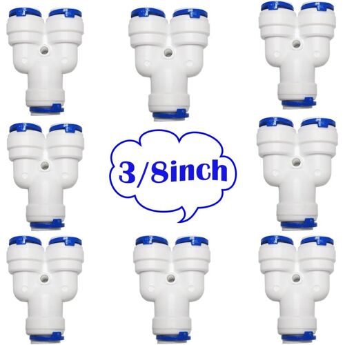 KALANKA-8 PCS RO Raccord Osmoseur de filtre à eau, Raccord Type Y 3/8"" Push-fit Pour 3/8"" (9.5mm) Tuyau de Filtre à Eau,Tube d'osmose inverse