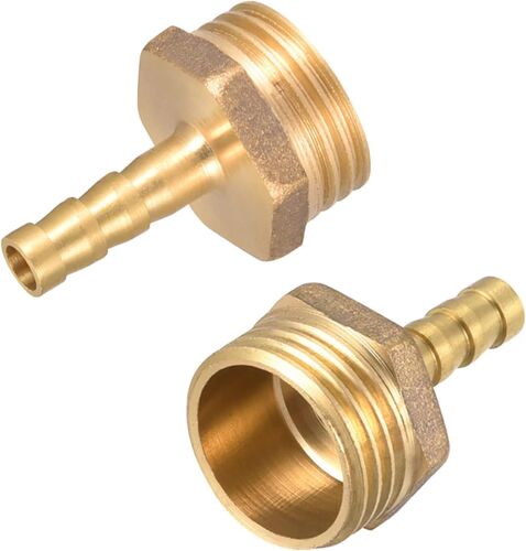 KALANKA-2 Paquet Laiton Barbillon Tuyau Connecteurs - Tuyau Raccord Adaptateur pour Transporter Air Fluide, Appliquer à Industrie (6mm Barbillon x G1/2 Mâle Filetage, Doré)