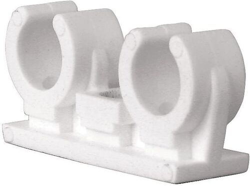 KALANKA-105286 Clips de tuyau doubles 15 mm avec douille filetée en laiton M6, assortiment de fixation, plastique, blanc, 105286