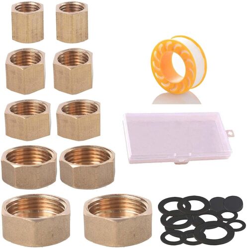 KALANKA-10 Pièces bouchon arrivee d'eau robinet, Bouchon laiton, bouchons en laiton filetage femelle, bouchon borgne hexagonal en Adapté aux Systèmes de Chauffage et d'Eau Potable