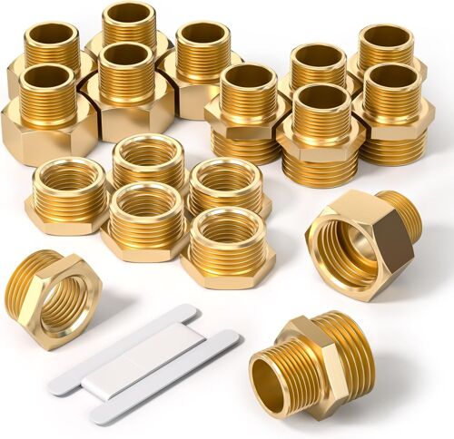 KALANKA-6 pièces 1/4" à 3/8" femelle et mâle filetage BSP mamelon hexagonal en laiton et réducteur hexagonal et connecteur de douille hexagonale pour la conversion de raccordement de tuyau