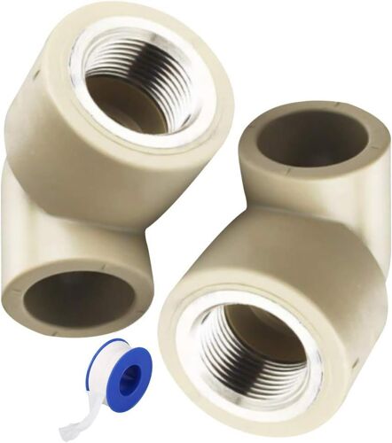 KALANKA-Accessoires de Tuyaux PPR Plastique - 2 Pièces Coude Raccords de Tuyaux Coude Raccords de Tuyaux 20mm/25mm avec PTFE Ruban