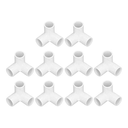 KALANKA-10 PCS 3 Voies Raccords De Tuyauterie PVC Plastique Coude À 90 Degrés Angle Droit Té Coin Connecteur 20mm Diamètre Intérieur pour Conduites D'eau Meubles Serre(Blanc)