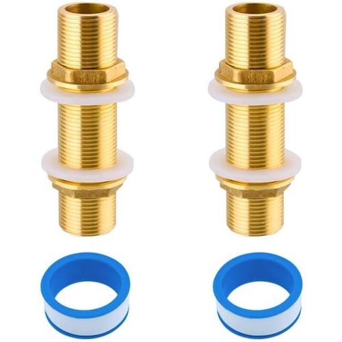 Lot de 2 raccords de cloison G3/4 en laiton-10 cm-Pour robinets,citernes de pluie,réservoirs d'eau,tours d'eau et pompes à eau