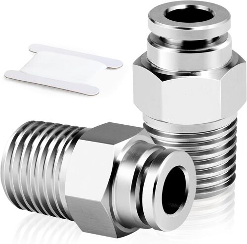 KALANKA-2 Pièces Connecteur pneumatique enfichable, tube de 10 mm de diamètre extérieur x filetage mâle conique 1/4"" BSP, raccord à emboîtement en acier inoxydable 304
