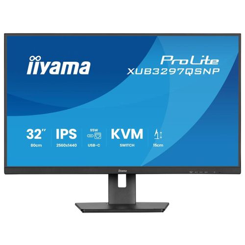 iiyama ProLite XUB3297QSNP-B1 - Écran LED - 32" (31.5" visualisable) - 2560 x 1440 QHD @ 100 Hz - IPS - 350 cd/m² - 1000:1 - 1 ms - HDMI, DisplayPort, USB-C - haut-parleurs - noir, mat