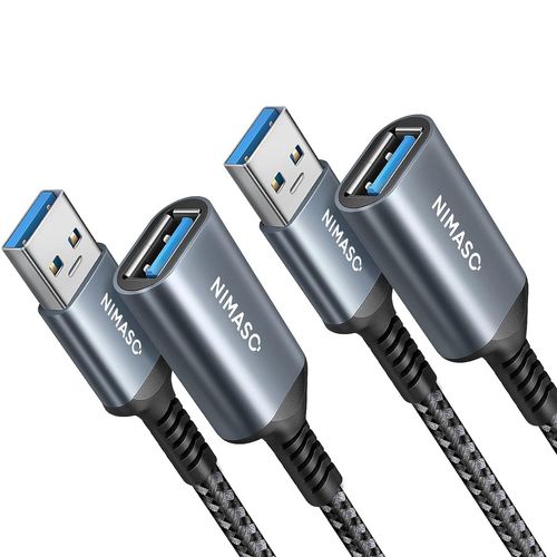 KAL-Câble Rallonge USB 3.0 A Mâle vers Femelle 2M+2M, Câble Prolongateur USB avec Transmission Ultra-rapide 5 Gbit/s pour Lecteur de Carte,Appareil Photo,Disque dur Externe,Impriméra,Souris.,etc
