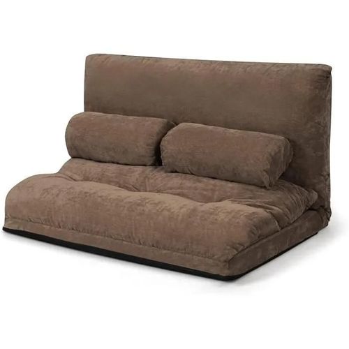 Costway Canapé Convertible 2 Places Réglables À 6 Positions 90° - 180°Avec 2 Oreillers En Velours Côtelé Pour Salon,Chambre Café