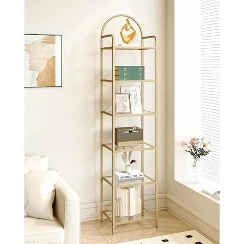 Hzuaneri Bibliothèque 6 Niveaux, Étagère En Échelle En Verre Trempé, Étagère Mince Pour La Chambre, La Salle De Bain, Le Bureau 76