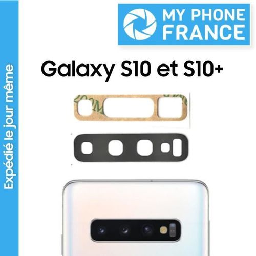 Vitre Caméra Pour Samsung Galaxy S10 Et S10+-Plus Remplacement Lentille Arrière En Verre Sans Cadre + Adhésif