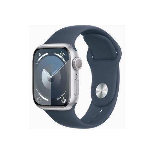 Apple Watch Series 9 GPS - Boîtier Aluminium 41 mm Argent Bleu Orage - Bracelet M/L