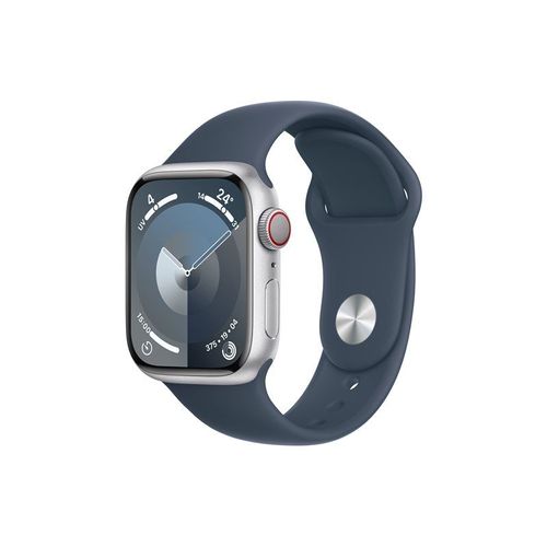 Apple Watch Series 9 GPS + Cellular - Boîtier Aluminium 41 mm Argent Bleu Orage - Bracelet S/M