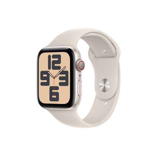 Apple Watch SE (GPS + Cellular) - 2e génération - 44 mm - aluminium droit - Montre connectée avec bracelet sport - fluoroélastomère - droit - taille du bracelet : M/L - 32 Go - Wi-Fi, LTE...