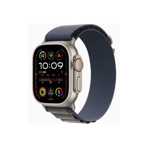 Apple Watch Ultra 2 GPS + Cellular - Boîtier Titane 49 mm - Boucle Alpine Bleue - Bracelet M
