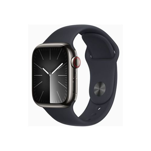Apple Watch Series 9 GPS + Cellular - Boîtier Acier Inoxydable 41 mm Graphite Minuit - Bracelet S/M