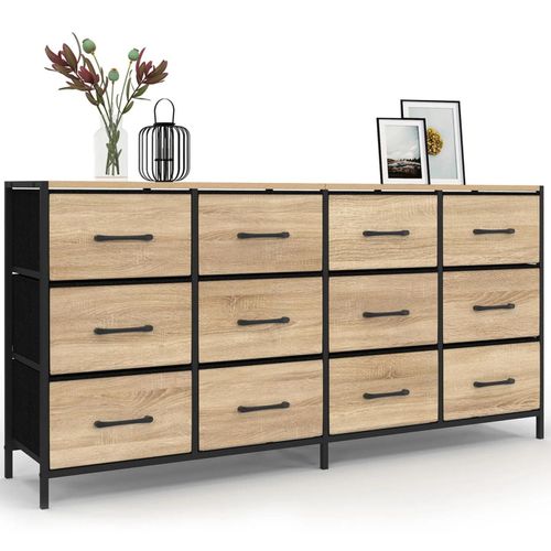 Commode 12 Tiroirs En Tissu Utah 140 Cm Meuble De Rangement Design Industriel