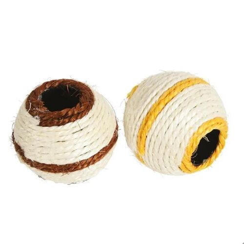 Jouet - Zolux - Balle En Sisal - 7 Cm - Pour Chats Et Chatons - Coloris Variés