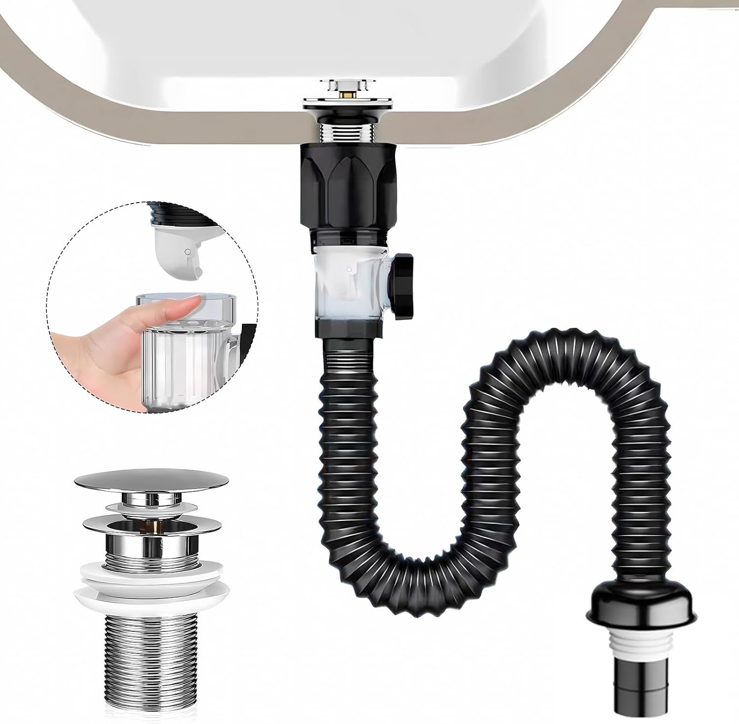 Siphon D'évier De Cuisine 6/4" X 40mm Avec Partie Flexible Connexion Facile 84422996