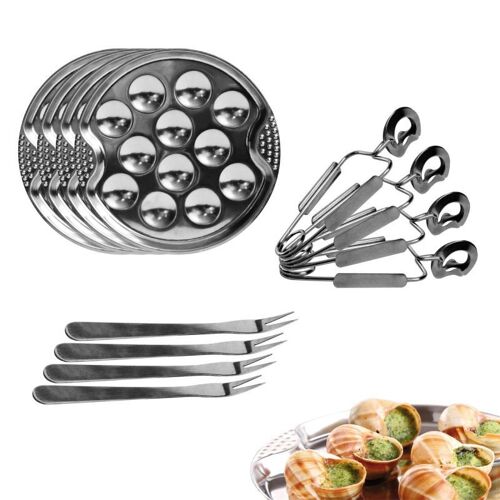 Service À Escargots 12 Pièces "Cook" 19cm Argent