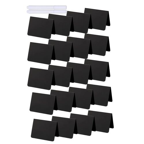 Mini Tableau Noir En Forme De A, Étiquette De Buffet, Effaçable En Pvc Avec Marqueurs À Craie Blanche, 20 Pièces