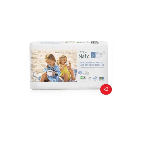Naty - Lot De 2 Paquets De Couches Taille 3 Midi 4-9 Kg 50 Pcs