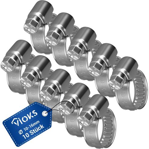 KALANKA-Lot de 10 colliers de serrage en acier inoxydable de 10 à 16 mm de diamètre - En acier inoxydable - Pour machine à laver