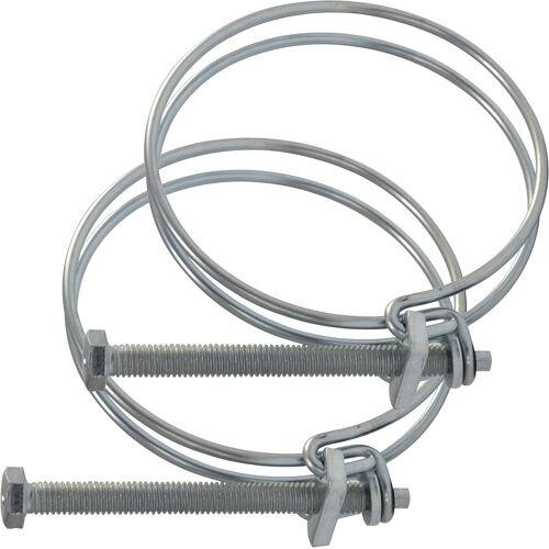 KALANKA-- C63727 - Lot de 2 colliers de serrage à double fil 55.5-62 mm - en acier - couleur argent - pour conduites d'air gaines ventilation tuyau d'irrigation maintenance