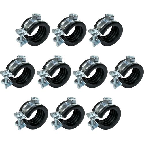 KALANKA-- C49874 - Lot de 10 Collier isophonique -support fixation avec joint - pour tuyau Ø 3/4'' - DIN EN 10111 - en acier zingué - à visser ¿8