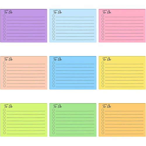 Paquet De 9 Notes Autocollantes Colorées (450 Au Total), Notes Autocollantes, Doublées De Notes Autocollantes, Tâches À Faire Pour Le Bureau À La Maison