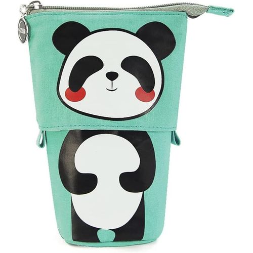 Trousse À Crayons En Toile Rétractable-Trousse À Crayons Rétractable 2-En-1 Panda Avec Étui À Stylos À Fermeture Éclair Et Porte-Stylo