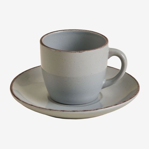 Lot De 2 Tasses À Café En Grès Ronilena Avec Soucoupes, 22 Cl Gris Dauphin - Marron