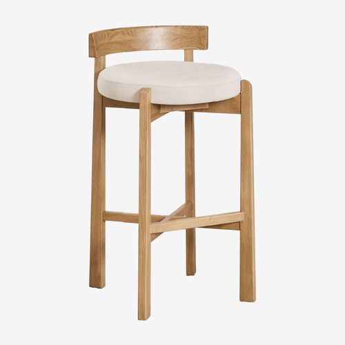 Lot De 2 Tabourets Hauts En Bois De Chêne Et Revêtement Manille Bois Naturel ¿75 Cm