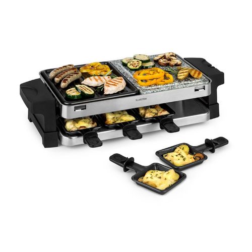 Klarstein Sirloin Appareil À Raclette Pour 8 Personnes - 1 Grill Aluminium / Pierre Naturelle - 1500w