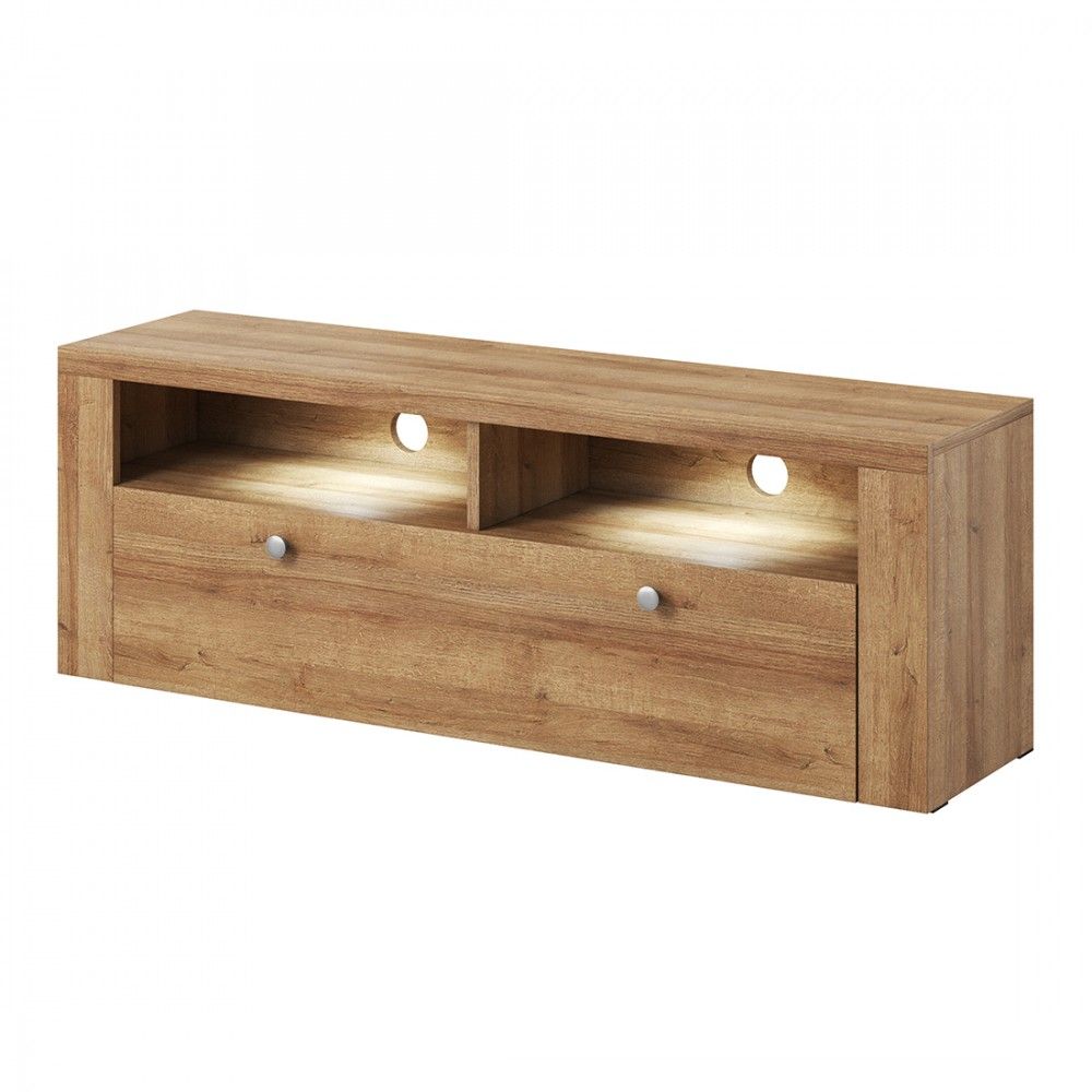 Meuble TV Industriel 140 Cm En Bois Et Métal - Style Vintage - Avec Tiroirs Et Portes - Pour TV Jusqu'à 55"