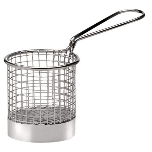 Kalanka-Panier À Friture En Acier Inoxydable De Service, Panier À Friture Miniature Pour Frites, Rondelles D'oignon Etc., Panier À Snack, En Acier Inoxydable, Ø 8 Cm, H : 7,5 Cm, Poignée 9,5cm