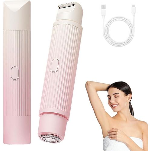 Eryi-Rasoir Electrique Femme, 2 En 1 Epilateur Electrique Femme Visage, Ipx7 Étanche Tondeuse Female Intime, Rechargeable Tondeuse Bikini Female Sans Fil, Pour Visage, Joues, Menton, Bras