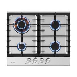 Klarstein Ignito 4 Table De Cuisson À Gaz 4 Zones 4 Brûleurs Sabaf - Fonctionne Au Gaz Liquide Ou Naturel - Inox Argent
