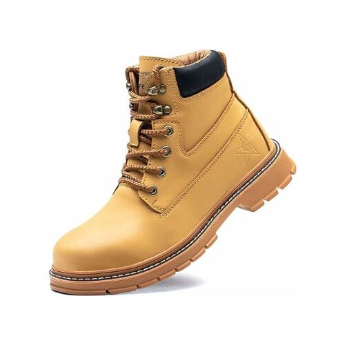 Chaussure De Securite Homme Femmes Bottes De Travail Cuir Impermeables Legere Embout En Acier Bottes De Securite Indestructible Protection Jaune Noir 45 Goodnice