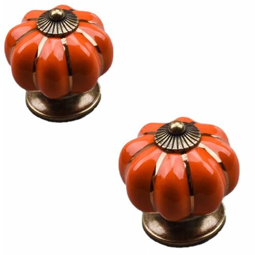 2 Pcs Boutons Vintage De Citrouille En Ceramique 40x40mm(Diametre x Hauteur) , Poignee De Meuble Antique, Boutons De Portes Tiroirs Poignee De Traction Avec Vis Pour Cuisine Placard, Commode, goodnice