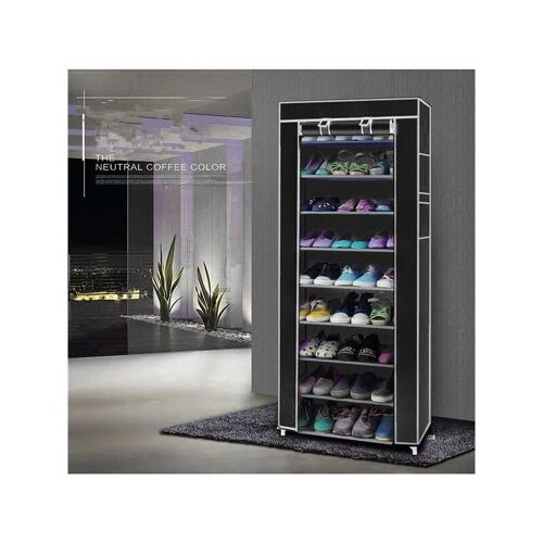 Rangement Armoire Etageres A Chaussures 10 Couches Meubles A Chaussures Avec Housse Noir goodnice