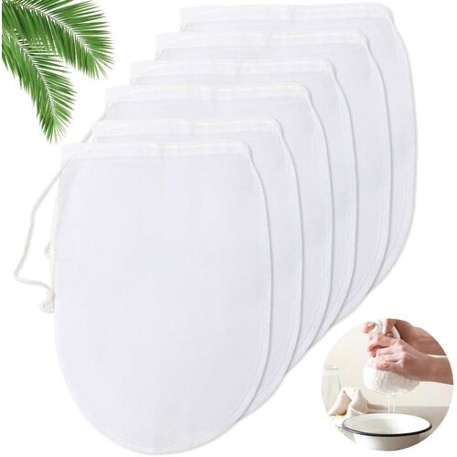 Kalanka-Lot De 6 Sacs À Lait De Noix, Chiffon Filtrant, Lait D'amande, Chiffon Filtrant Polyvalent Lavable En Nylon Durable, Pour Lait De Noix, Jus De Fruits, Lait De Soja, Café, Jus De