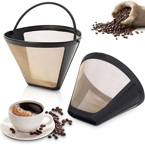 KALANKA-Filtre à Café Permanent , 2 Pièces, Acier Inoxydable Doré, Compatible avec Cafetière, 1 Gramme, Gold