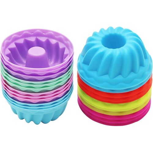 Kalanka-Mini Moule À Gâteau En Silicone, 24 Pièces De Moules À Pâtisserie, Moule À Gâteau Réutilisable Pour La Fabrication De Gelée De Pouding À La Crème Glacée Au Gâteau Au Pain Au Chocolat